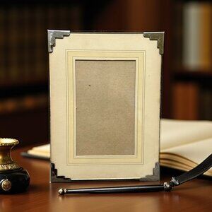 Vintage Art Deco Glass with Metal Corner Easel Back Frame